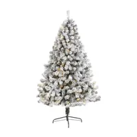 Nearly Natural 7 Foot West Virginia Flocked Fir With 350 Clear Led Lights Pre-Lit Artificial Christmas Tree