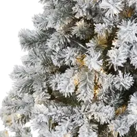 Nearly Natural 7 Foot West Virginia Flocked Fir With 350 Clear Led Lights Pre-Lit Artificial Christmas Tree