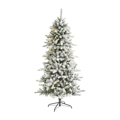 Nearly Natural 6 Foot Flocked Fir Christmas Tree