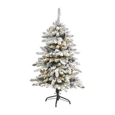 Nearly Natural 4 Foot Flocked Fir Christmas Tree