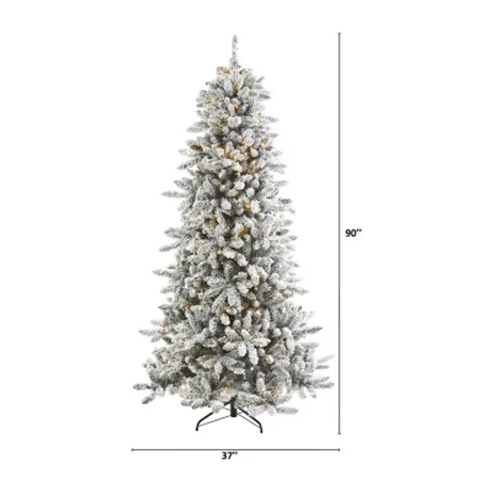 Nearly Natural 7 1/2 Foot Flocked Fir Christmas Tree