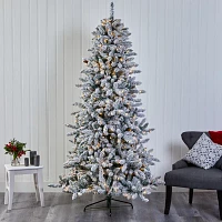 Nearly Natural 7 1/2 Foot Flocked Fir Christmas Tree