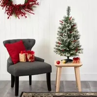 Nearly Natural Foot Flocked Pine Pre-Lit Christmas Tree