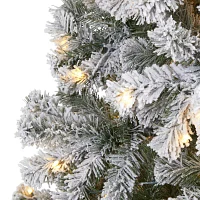 Nearly Natural 8 Foot Flocked Fir Christmas Tree