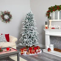 Nearly Natural 6 1/2 Foot Flocked Fir Christmas Tree