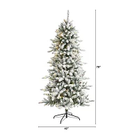 Nearly Natural 6 1/2 Foot Flocked Fir Christmas Tree