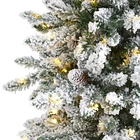 Nearly Natural 6 1/2 Foot Flocked Fir Christmas Tree
