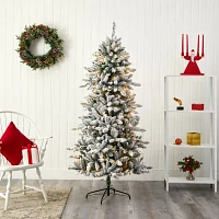 Nearly Natural 6 1/2 Foot Flocked Fir Christmas Tree