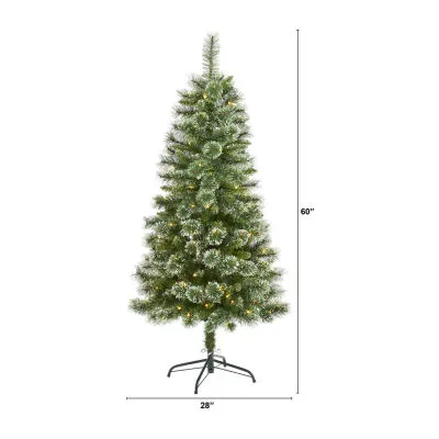 Nearly Natural 5 Foot Pre-Lit Pine Christmas Tree