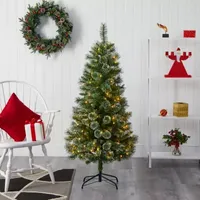 Nearly Natural 5 Foot Pre-Lit Pine Christmas Tree