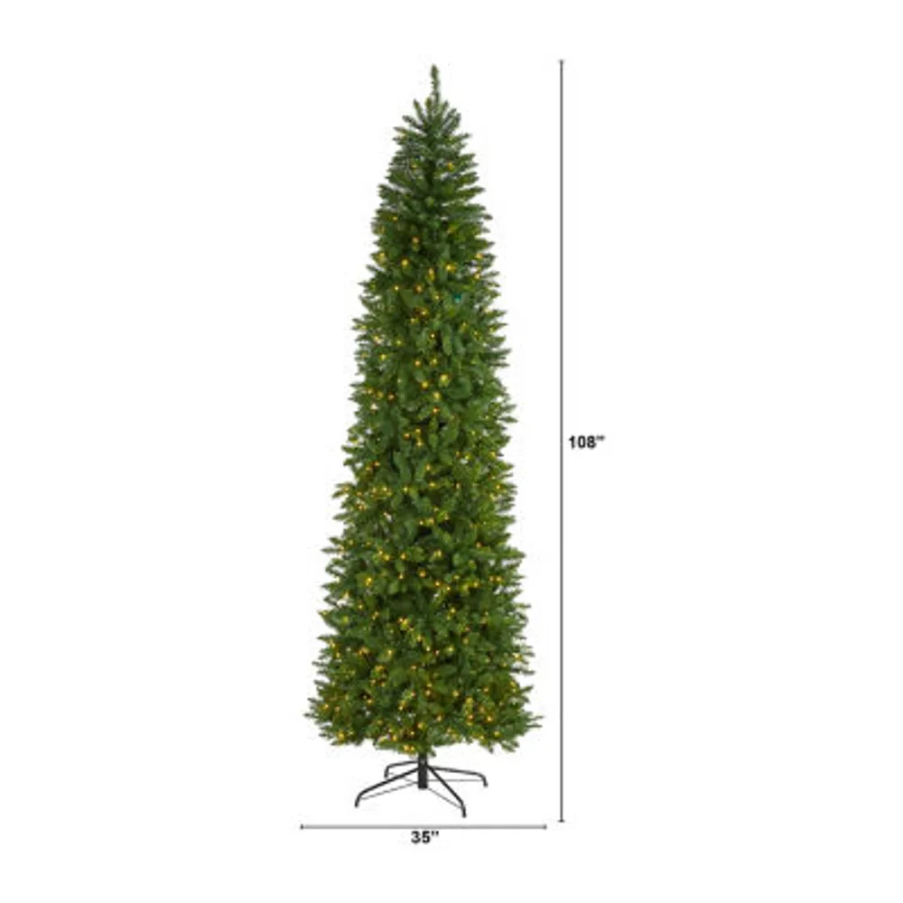 Nearly Natural 9 Foot Pre-Lit Pine Christmas Tree