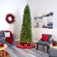 Nearly Natural 9 Foot Pre-Lit Pine Christmas Tree