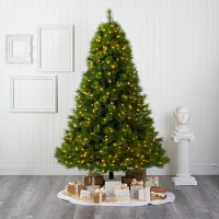 Nearly Natural 8 Foot Pre-Lit Pine Christmas Tree