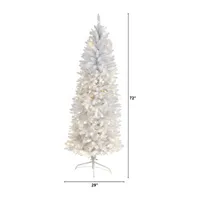 Nearly Natural 6 Foot Pre-Lit Fir Christmas Tree
