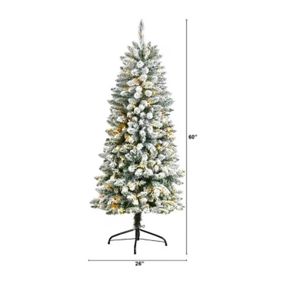 Nearly Natural 5 Foot Flocked Fir Christmas Tree