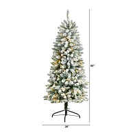 Nearly Natural 5 Foot Flocked Fir Christmas Tree