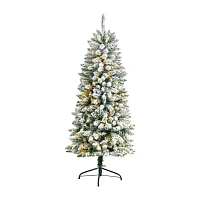 Nearly Natural 5 Foot Flocked Fir Christmas Tree