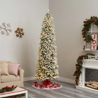 Nearly Natural 9 Foot Flocked Fir Pre-Lit Christmas Tree