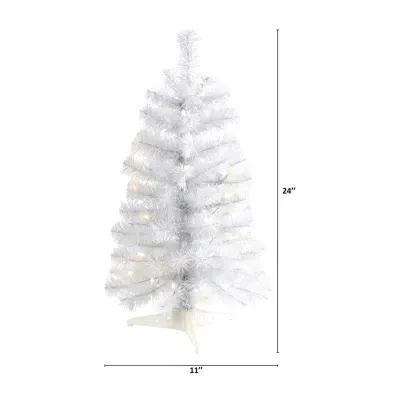 Nearly Natural 2 Foot Pre-Lit Pine Christmas Tree