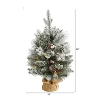 Nearly Natural 2 Foot Flocked Pine Christmas Tree