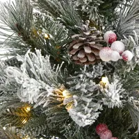 Nearly Natural 2 Foot Flocked Pine Christmas Tree