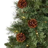 Nearly Natural 3 Foot Pre-Lit Pine Christmas Tree