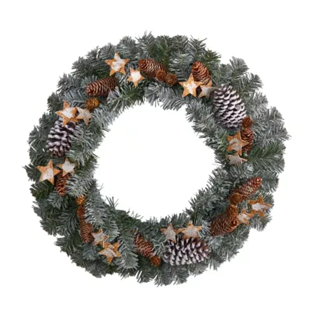 Nearly Natural Indoor Pre-Lit Christmas Wreath