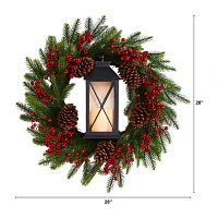 Nearly Natural Indoor Pre-Lit Christmas Wreath