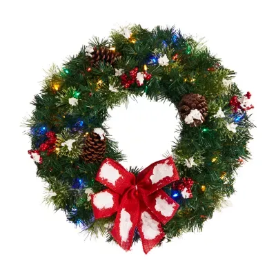 Nearly Natural Indoor Pre-Lit Christmas Wreath