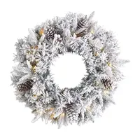 Nearly Natural Indoor Pre-Lit Christmas Wreath