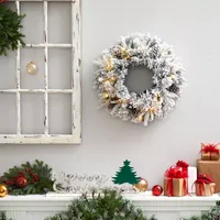 Nearly Natural Indoor Pre-Lit Christmas Wreath