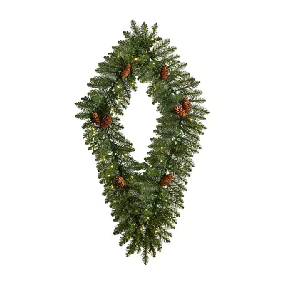 Nearly Natural Indoor Pre-Lit Christmas Wreath