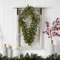 Nearly Natural Indoor Pre-Lit Christmas Wreath