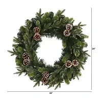 Nearly Natural Indoor Pre-Lit Christmas Wreath