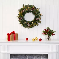 Nearly Natural Indoor Pre-Lit Christmas Wreath