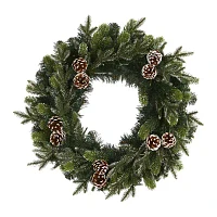 Nearly Natural Indoor Pre-Lit Christmas Wreath