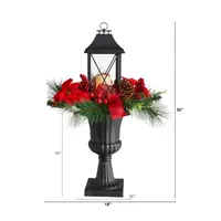 Nearly Natural Berries And Poinsettia Lighted Tabletop Decor