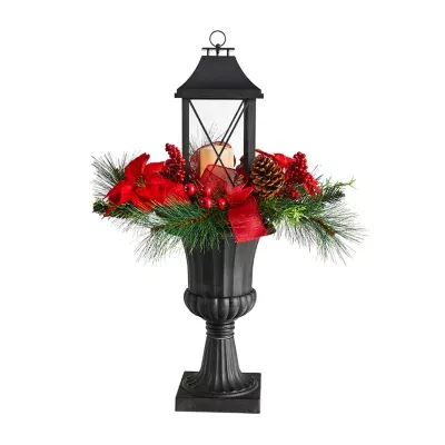 Nearly Natural Berries And Poinsettia Lighted Tabletop Decor