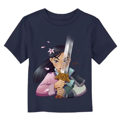 Disney Collection Toddler Girls Crew Neck Short Sleeve Mulan Graphic T-Shirt