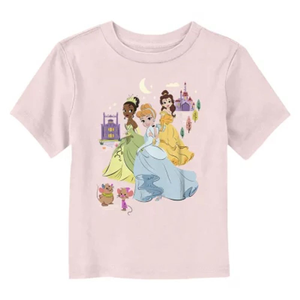 Disney Collection Toddler Girls Crew Neck Short Sleeve Princess Graphic T-Shirt