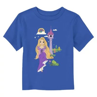 Disney Collection Toddler Girls Crew Neck Short Sleeve Tangled Rapunzel Graphic T-Shirt