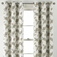 Distant Lands Maura Textured Print 100% Blackout Grommet Top Single Curtain Panel