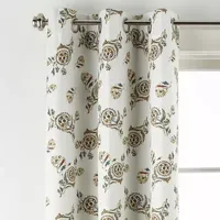 Distant Lands Maura Textured Print 100% Blackout Grommet Top Single Curtain Panel