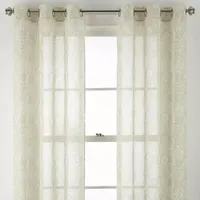 Distant Lands Fiji Printed Sheer Grommet Top Single Curtain Panel