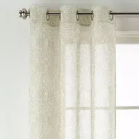 Distant Lands Fiji Printed Sheer Grommet Top Single Curtain Panel