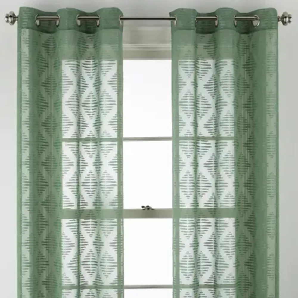 Distant Lands Diamond Clip Sheer Grommet Top Single Curtain Panel