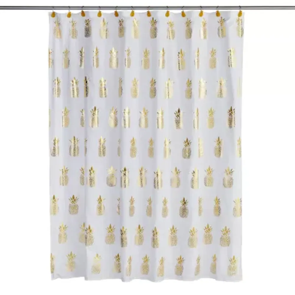 Saturday Knight Gilded Pineapple Shower Curtains