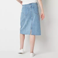 a.n.a Womens High Rise Midi Denim Skirt