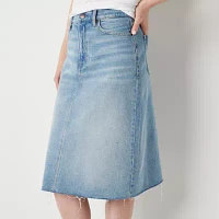 a.n.a Womens High Rise Midi Denim Skirt