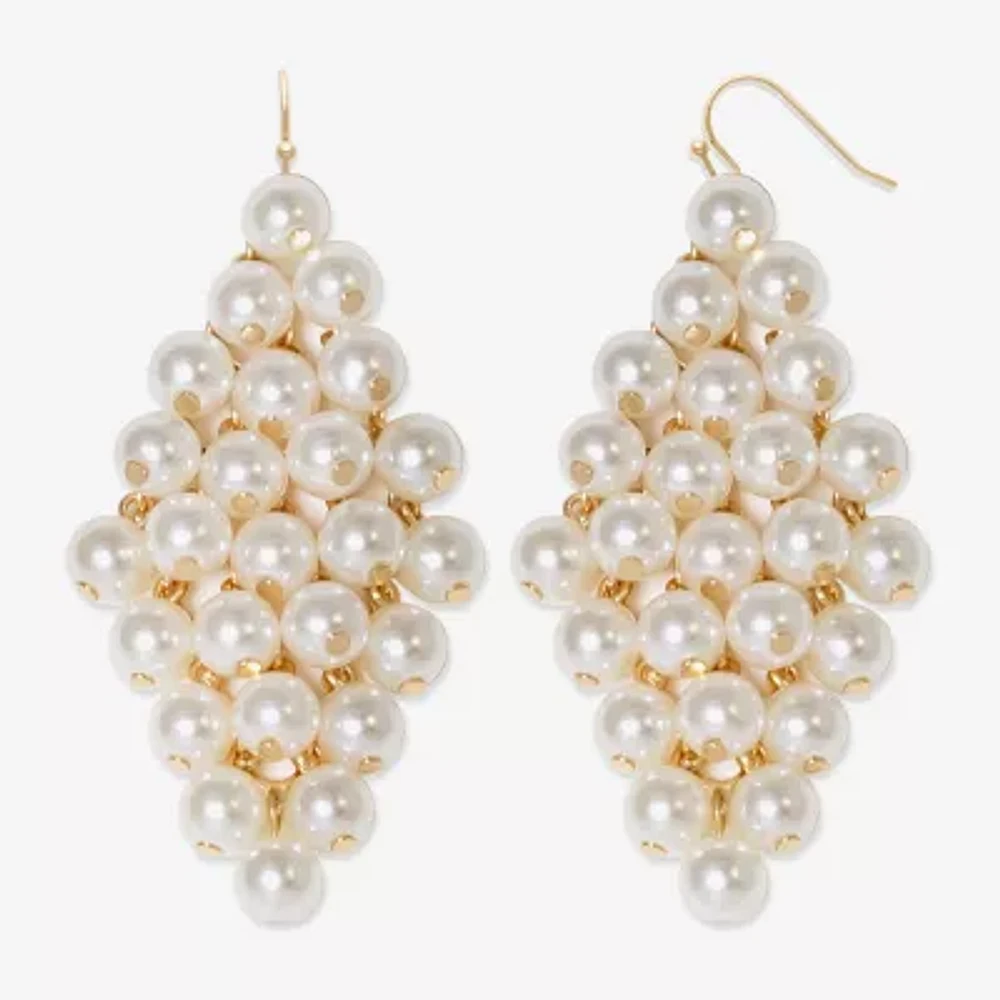 Bold Elements Simulated Pearl Round Drop Earrings